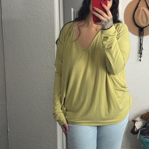 Impressions Tops - Impressions Light Yellow V-Neck Blouse